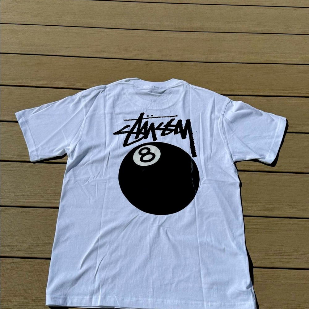Stussy White and Black 8-Ball Tee